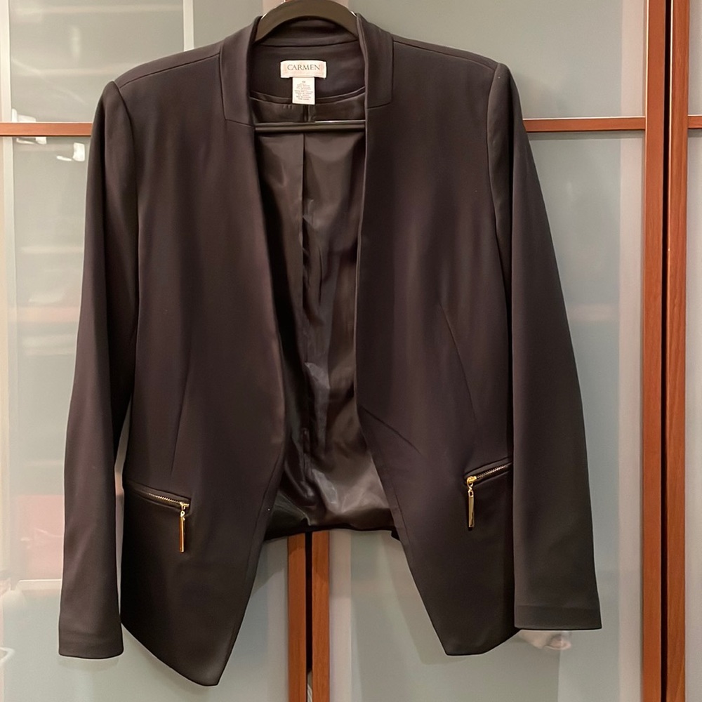 Used- Black blazer with gold zip side pockets